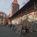 Art exhibition along the city wall of Kraków.