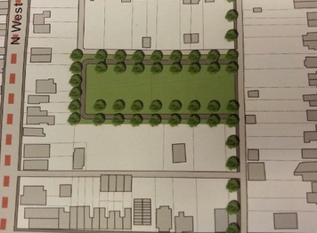 Plans for development, Heberlig Palmer Park. Image found at West Side Neighbors blog.