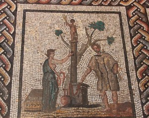 A Roman mosaic showing offerings at a grave. Source: http://goo.gl/TMGsWU