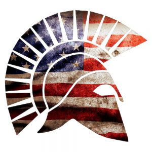 Spartan helmet in red white and blue, from stickerlady.com