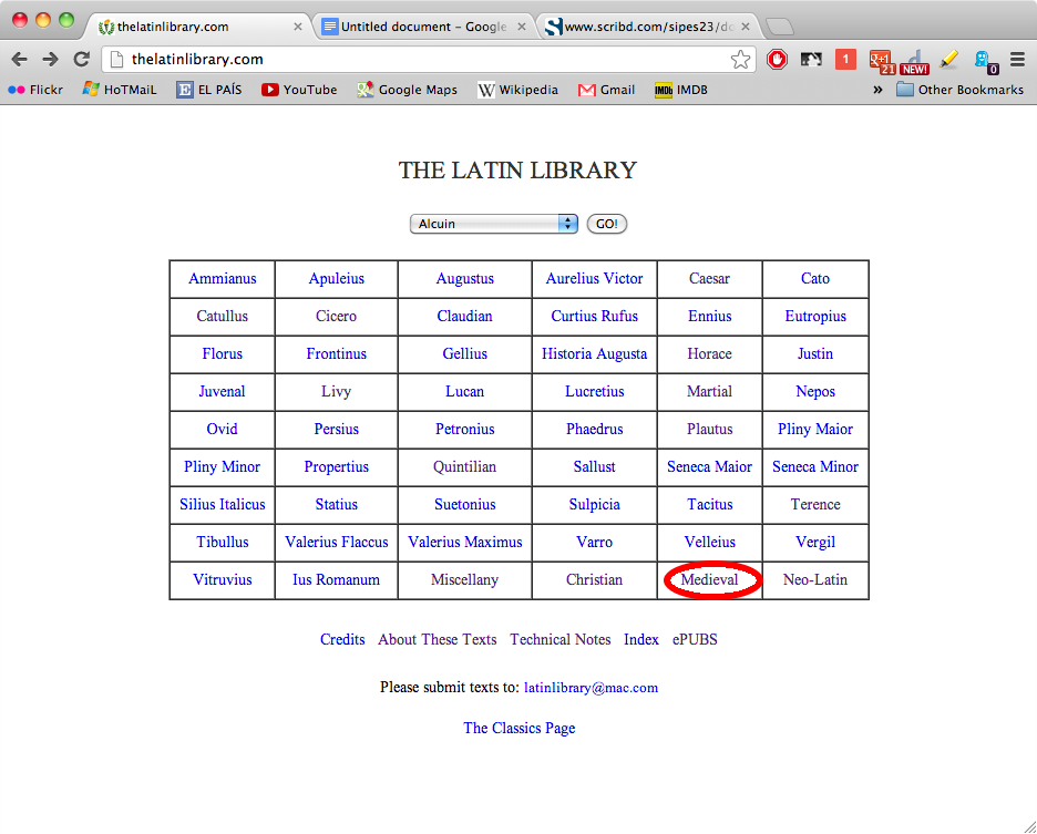1. latin library home