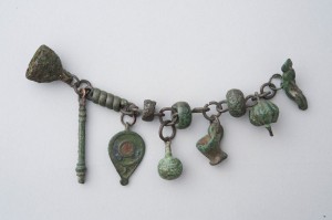 Bronze Roman necklace fragment with crepundia from the Johns Hopkins Archaeological Museum
