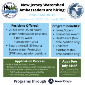 Flyer describing NJ Watershed Ambassador Job Opportunities