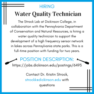 Flyer describing water quality technician job opportunity