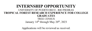 Image Relating to broad description of Tropical Forest Internship in Puerto Rico