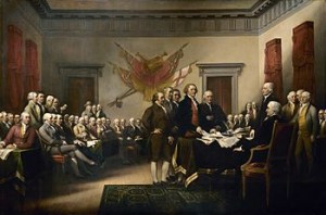 Roger Sherman and the Committee of Five presenting the Declaration of Independence to the Continental.  Congress. Photo Credits: Wikipedia 