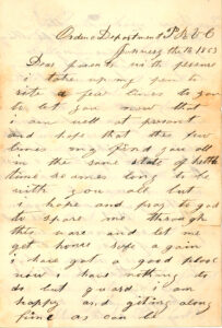 John Cuddy's 1863 Letter