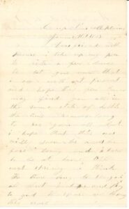 Image of John T. Cuddy's letter to his father on January 16th, 1863.