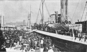 "Departure of colored emigrants for Liberia" in 1896 (The New York Public Library Digital Collections)