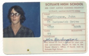 Burlingame's high school ID card from the year he went to the D.C. protest.