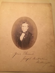 Image of Joseph Mallalieu, class of 1862. Handwriting reads: Your Friend, Joseph Mallalieu 