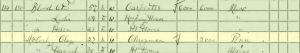 A screenshot of the 1870 census. Clay McCauley is highlighted in yellow. Courtesy of Ancestry.com.