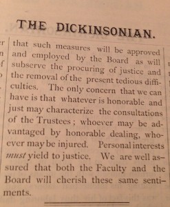 The December 1874 edition of The Dickinsonian. Courtesy of the Dickinson Archives.