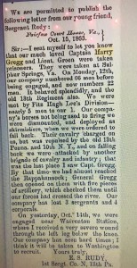 Article from Huntingdon Globe Courtesy of "Pennsylvania Civil War Era Newspapers"