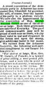 Arakansas Gazette article on George William Caruth. 