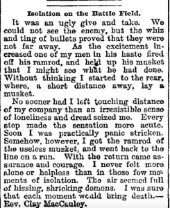 Isolation on the Battle Field by Clay MacCauley. Article courtesy of 19th Century U.S. Newspapers. 