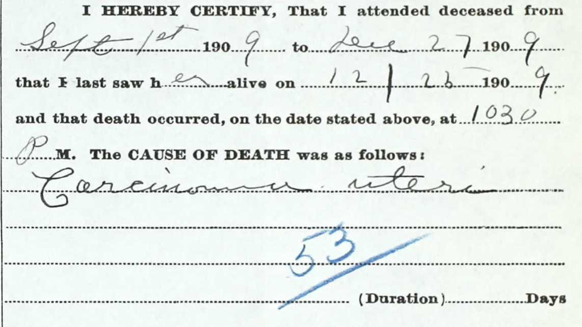 Death certificate.
