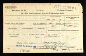 Gertrude Bonnin Interment Record, courtesy of Ancestry.com