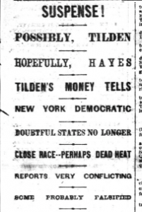 National Republican headline, November, 8, 1876. Courtesy of Library of Congress.