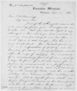 Copy of Lincoln's 1861 letter to Browning