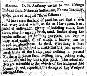 letter to Chicago Tribue about Kansas' potential