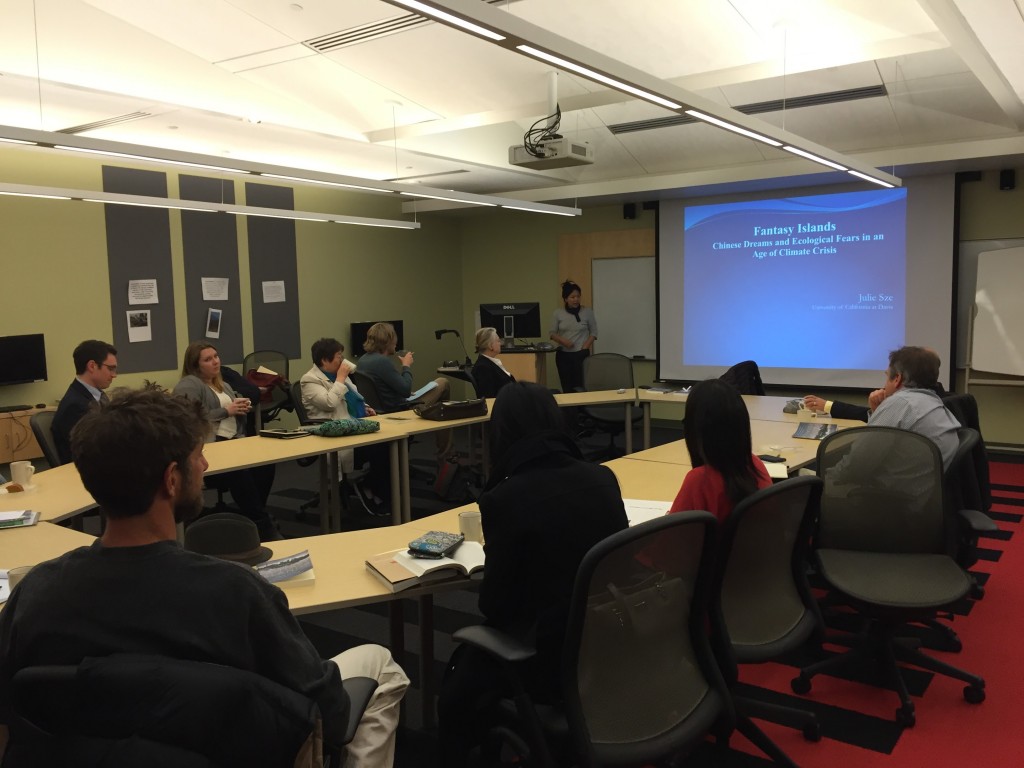 LIASE faculty colloquium members listen to Prof. Julie Sze discuss her recent book on eco-cities in China on Thursday, April 7, 2016.