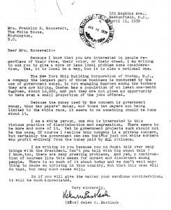 Letter to Mrs. Roosevelt 