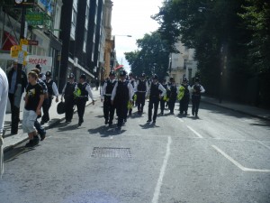 Just a part of the swarm of police coming down the hill