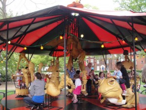 Slightly creepy interactive wooden carousel 