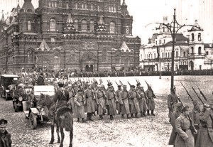 The Red Army occupying Moscow, during the Russian Civil War
