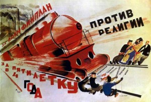 "For the Industrial Plan; for completing a five-year plan in only four; against religion" Yurij Pimenov, 1930 (http://en.doppiozero.com/materiali/interviste/putin-and-russian-spirit-interview-with-gian-piero-piretto)