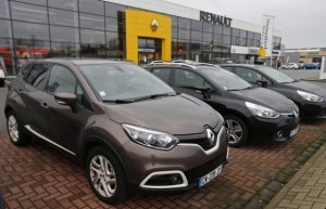 Renault cars are seen at a dealership of French car maker Renault in Haguenau