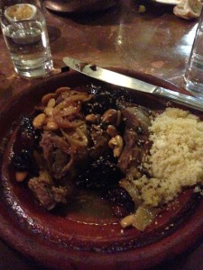 A delicious lamb and prune tagine at the restaurant of the Grande Mosquée de Paris. Photo by Mira Hanfling. 