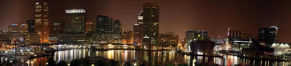 Baltimore-skyline-night-time-city