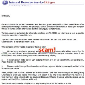 example of scam email