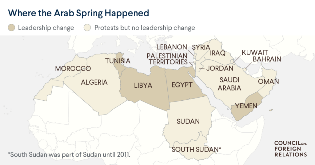 Map of the Arab Spring Uprisings