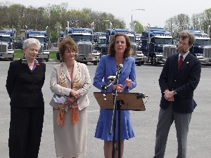 From left, Sen. Pat Vance (R) Cumberland County; Rev. Jennifer McKennaPresident, Clean Air Board of Central Pennsylvania, DEP Secretary Kathleen McGinty, and ; Kevin Stewart, Pa. Chapter, American Lung Association.courtesy of http://www.depweb.state.pa.us/news/lib/news/air_monitor_large.jpg