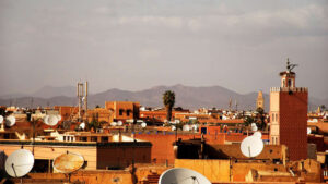 Photo of satellites on top of roofs in Eutelsat