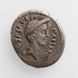 Denarius, 44 B.C. Obverse: Head of Caesar. Inscribed: CAESAR DICT PERPETVO.