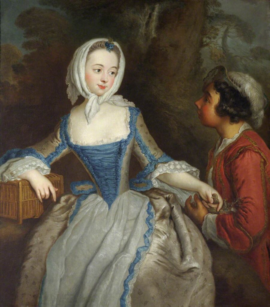 A Girl with a Birdcage and a SuitorAntoine Pesne (1683–1757) (after) National Trust, Wimpole Hall