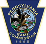 PA Game Commission Logo - A deer, fish, and an eagle are within a keystone