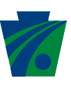 PennDOT Logo: a green and blue keystone