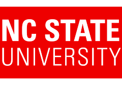 NC State University Logo - NC State University is cut out of a red rectangle
