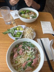 bowls of pho soup