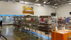 Wide view of inside Project SHARE, a local food pantry.