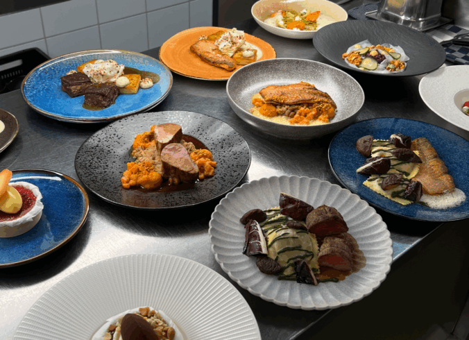 Variety of European dishes