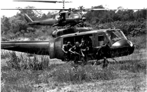 United States Soldiers landing in Vietnam via Helicopter (Military Blog)