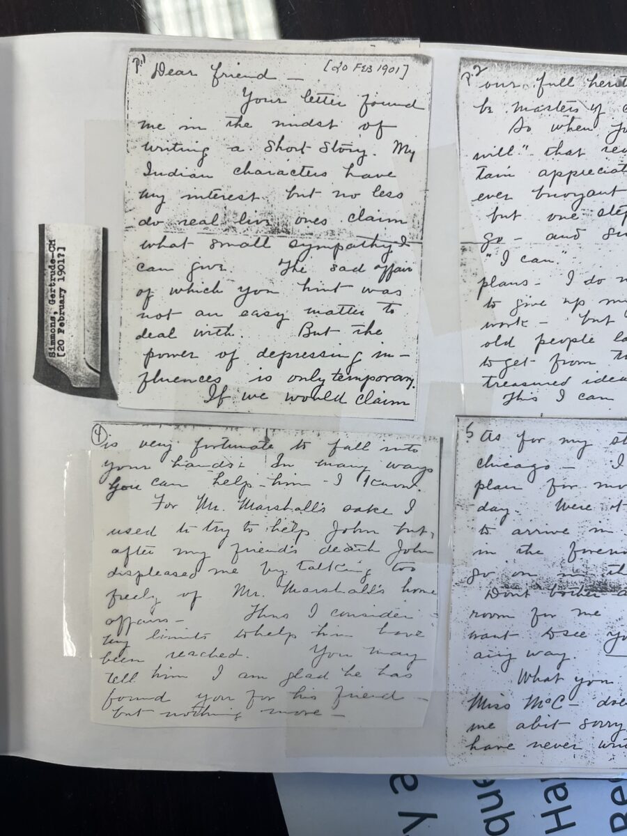Image of Gertrude Simmons Bonnin's Correspondence in the CCHS Archives